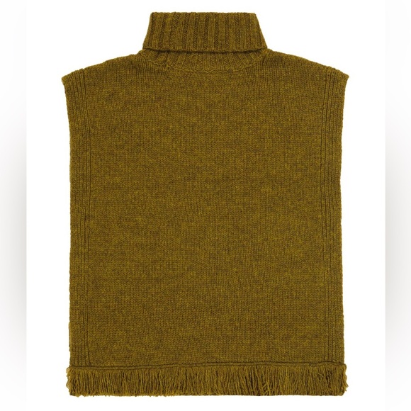 Bonpoint Girls Yak Wool/Wool Olive Turtleneck Sleeveless Sweater Poncho Size 12 - Picture 3 of 10